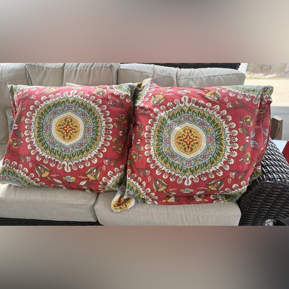 Pottery Barn (2) Della medallion euro pillow shams.  Pillow inserts not included